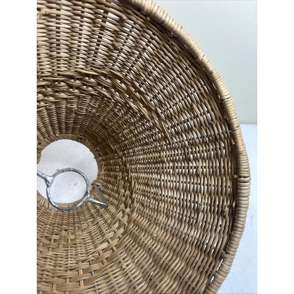 Woven Wicker Lamp Shade Handmade In Africa Boho-Chic Country Cottage 8